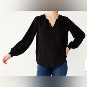 Nine West V Neck Button Down Blouse